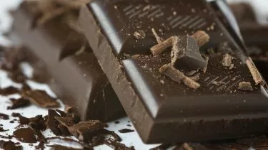 Mørk chokolade knækket i firkanter