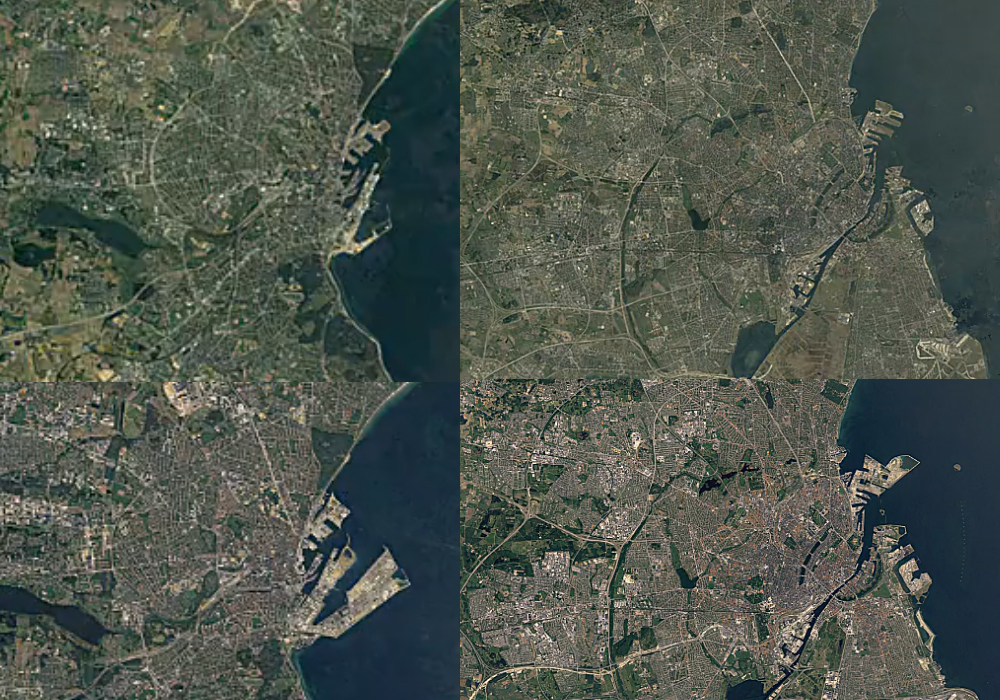 Map, Denmark, Aarhus, Copenhagen, København Google Earth Engine Timelapse