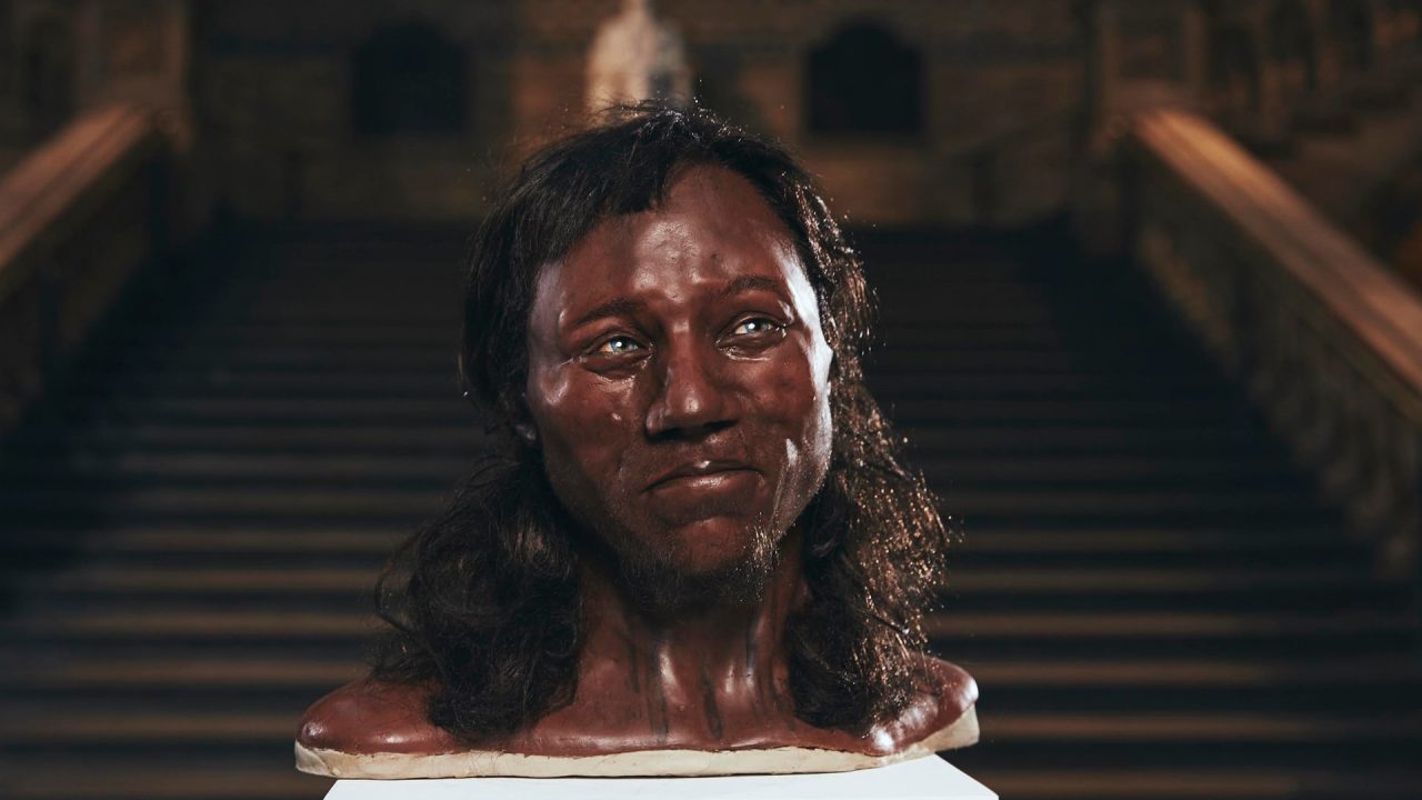 Sådan kan Cheddarmanden have set ud i følge en rekonstruktion af hans ansigt baseret på DNA fra hans skelet. (Foto: Channel 4)