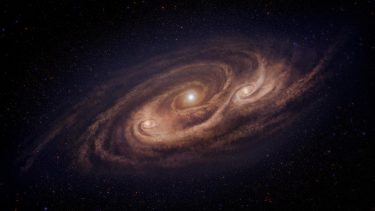 En kunsters fortolkning af 'monster'-galaksen Cosmos-Aztec-1. (Illustration: National Astronomical Observatory of Japan)​