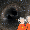To sorte huller på vej mod kollission (Foto: NASA og Videnskab.dk)