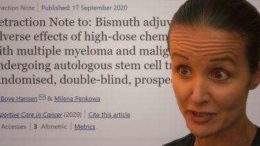 Milena Penkowa, tilbagetrækning, fejl, studie, forskning, bismuth, kræft