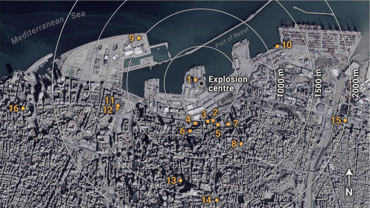 eksplosion Beirut epicenter data sociale medier analyse
