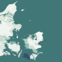 Kort over kommuner i Danmark og risikoen for oversvømmelser