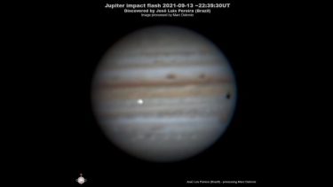 Jupiter ramt af sten