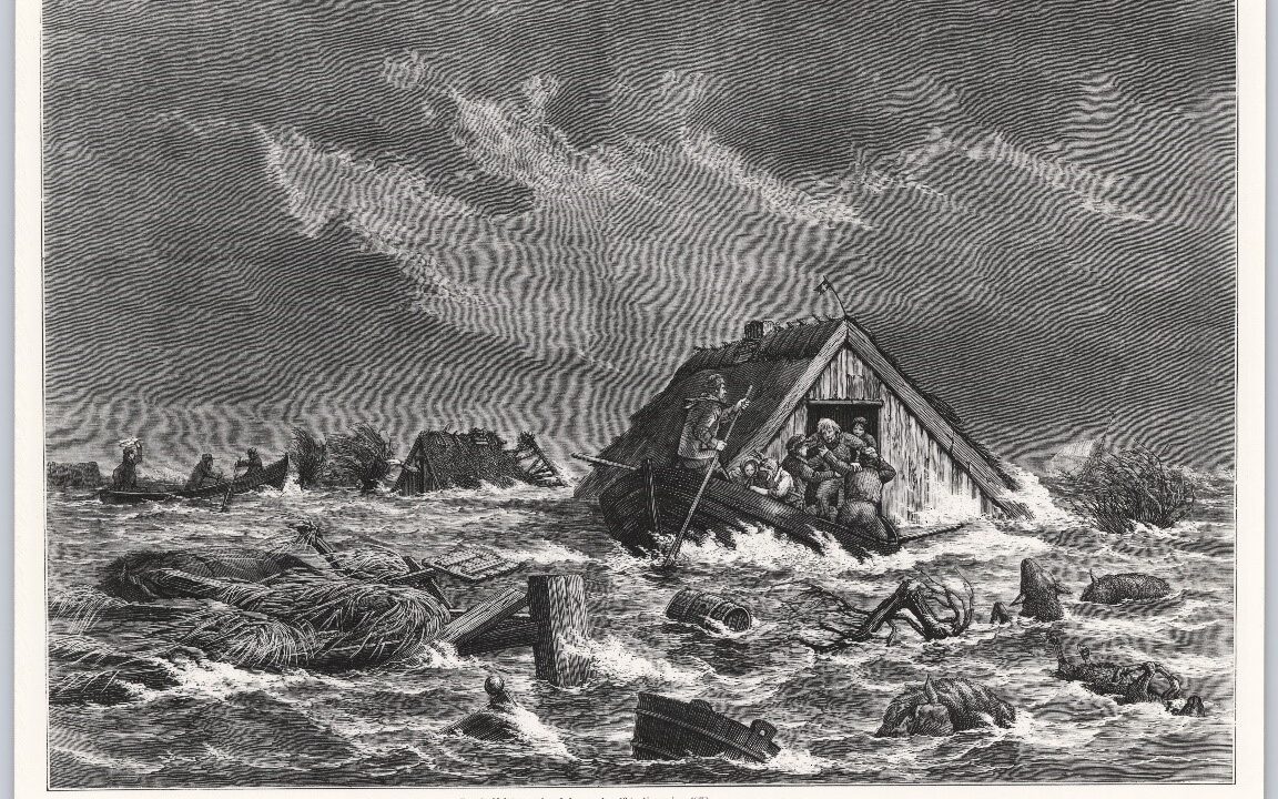 Illustration af stormfloden 13. november 1872