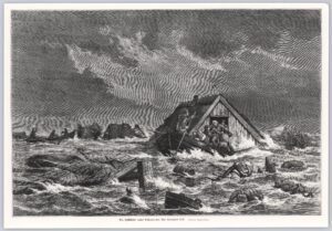 Illustration af stormfloden 13. november 1872