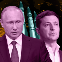Billede af Putin og Zelenskyj