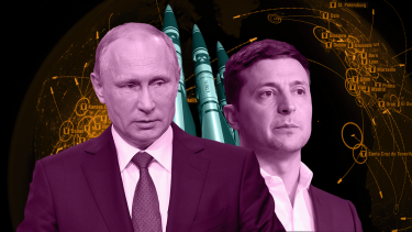 Billede af Putin og Zelenskyj