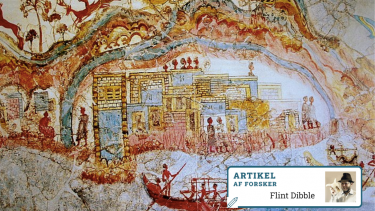 Vægmaleri der viser en procession af skibe ud for Akrotiri i det gamle Grækenland