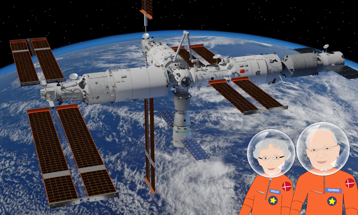 Tiangong-rumstationen med det nye Mengtian-modul