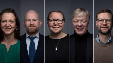 Portrætbilleder af de fem vindere af EliteForsk-prisen 2023