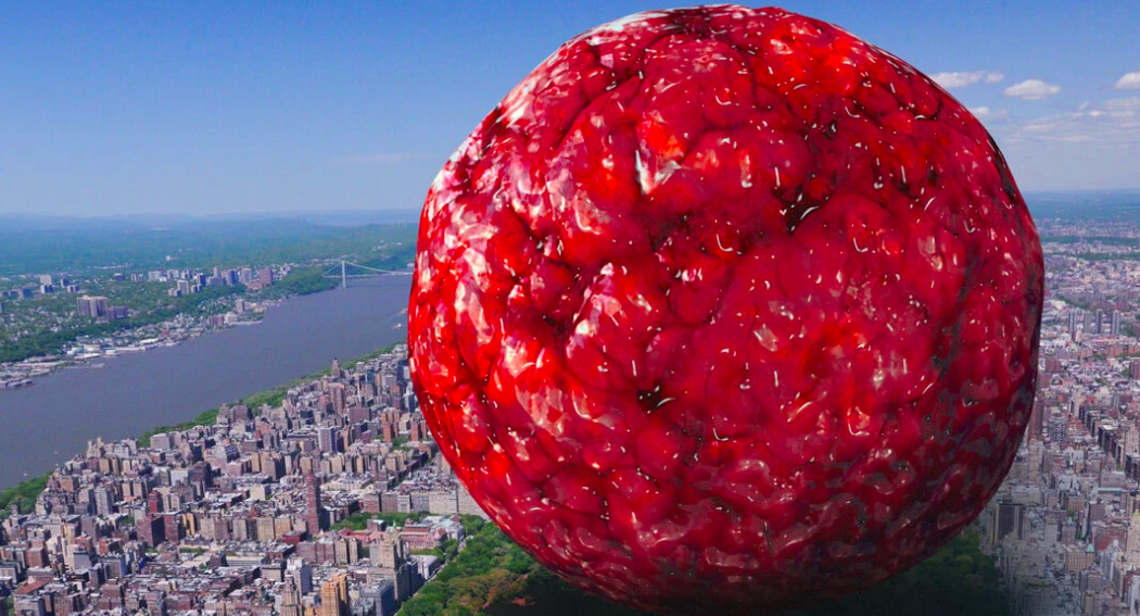 En Reddit-bruger har lavet en model for, hvor stor den menneskelige kødbolle ville være. Her er kødbollen i Central Park