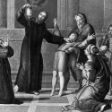 Kobbertryk af St. Nilus som befrier en dreng fra åndsbesættelse.