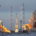 Opsendelse af en rumraket fra Baikonur rumcentret i Kazakhstan