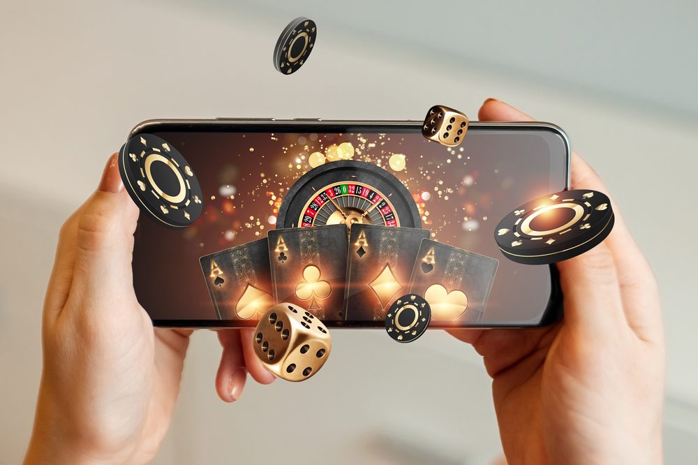 Online-casino-reklame popper ud af en mobiltelefon