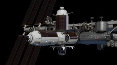illustration af axiom-moduler der skal monteres på iss-rumstationen