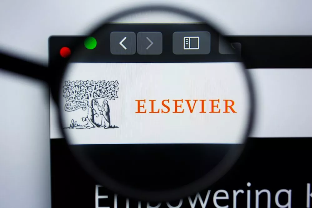 Billede af forstørrelsesglas foran Elseviers logo