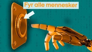 Robothånd trykket på knap, der siger fyr alle mennesker