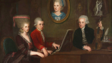 Mozart med sin søster og far ved klaver