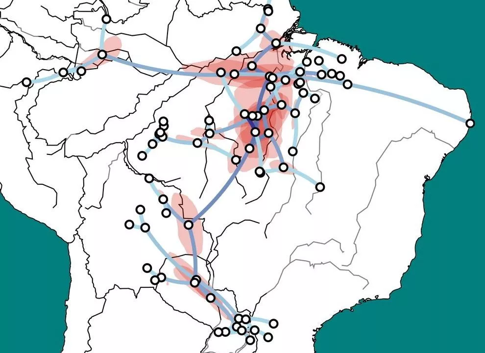 Kort over sprog fra Tupí-guaraní-gruppen