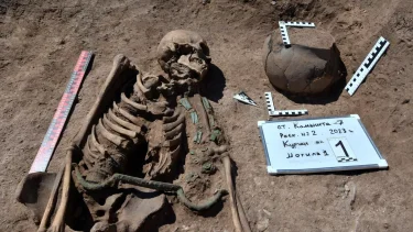 Arkæologisk udgravning af skelet