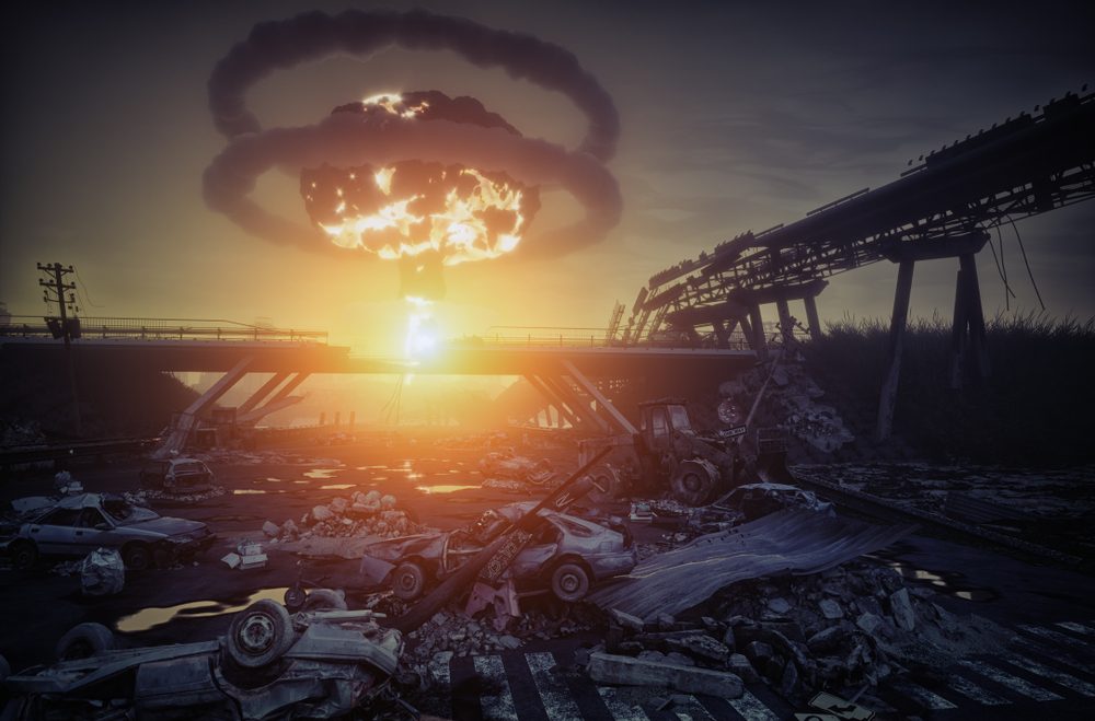 En kunstners fortolkning af, hvordan det ser ud, når en atombombe går af