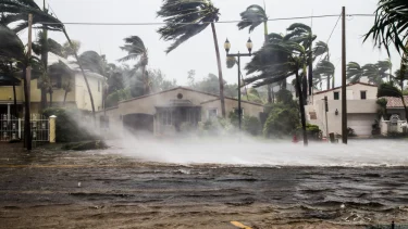 En oversvømmet gade efter katastrofale orkanen Irma ramte Fort Lauderdale, FL.