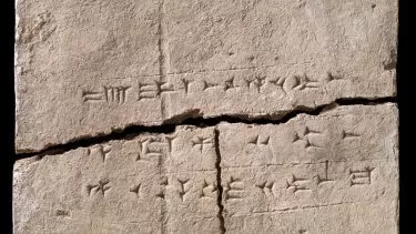 »Tilhører Ashurnasirpals palads, konge af Assyrien« står der med kileskrift på stenen her. En undersøgelse af dens indre kan give indblik i biodiversiteten for 3.000 år siden.