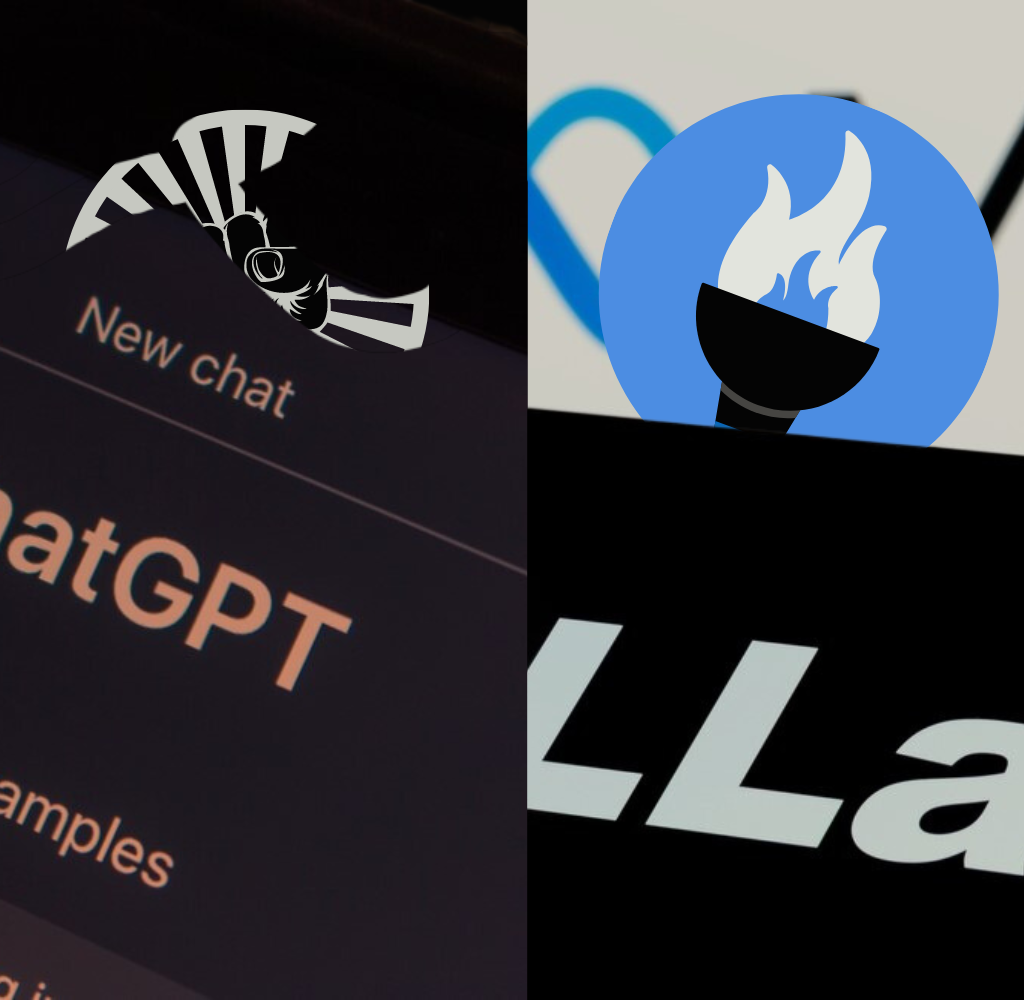 sammenklip af sprogmodellerne chatgpt og llama