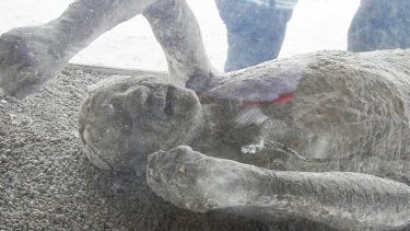 Gipsstøbning af et offer i Pompeii
