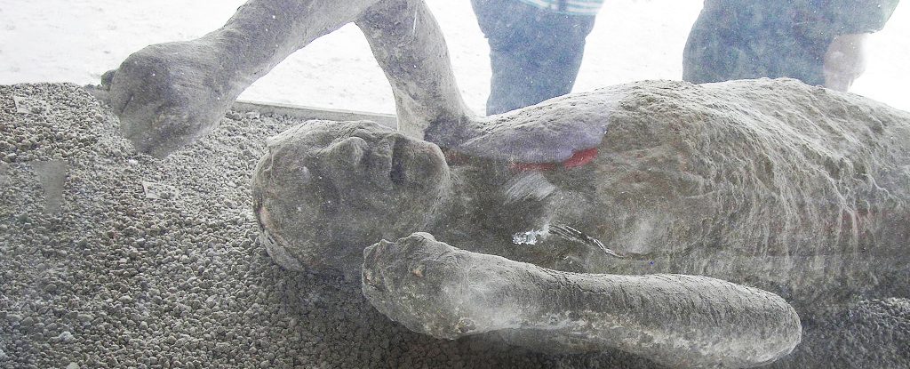 Gipsstøbning af et offer i Pompeii