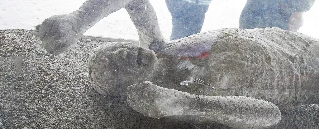 Gipsstøbning af et offer i Pompeii