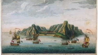 Tegning af øen Sankt Helena