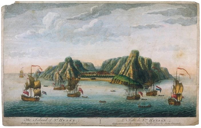Tegning af øen Sankt Helena