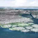 En forudsigelse af, hvordan de ni kunstige øer i Køge Bugt kan tage sig ud. Hvis byggeriet bliver en realitet vel at mærke