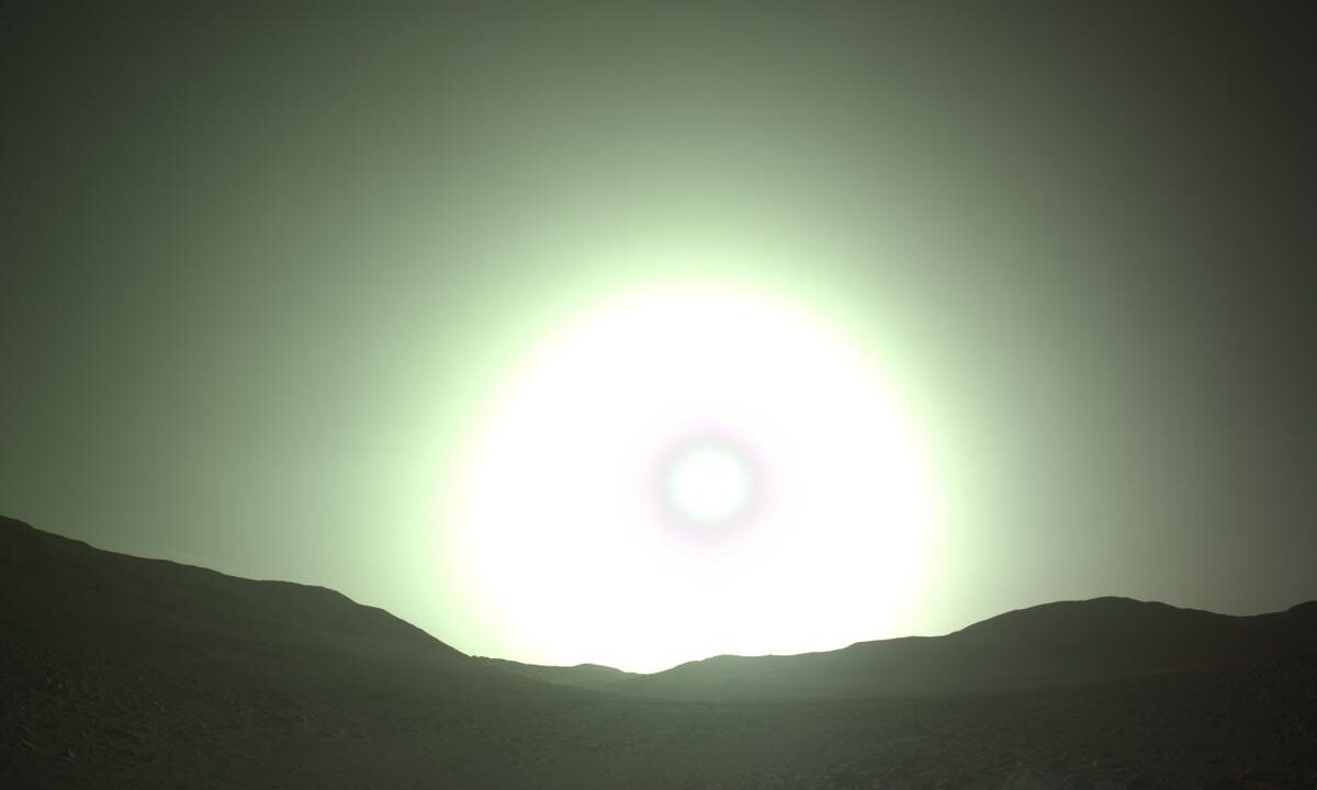 blå solnedgang på mars