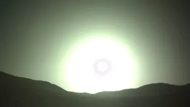 blå solnedgang på mars
