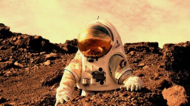 astronaut arbejder på mars