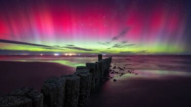 nordlys over vadehavet i tyskland