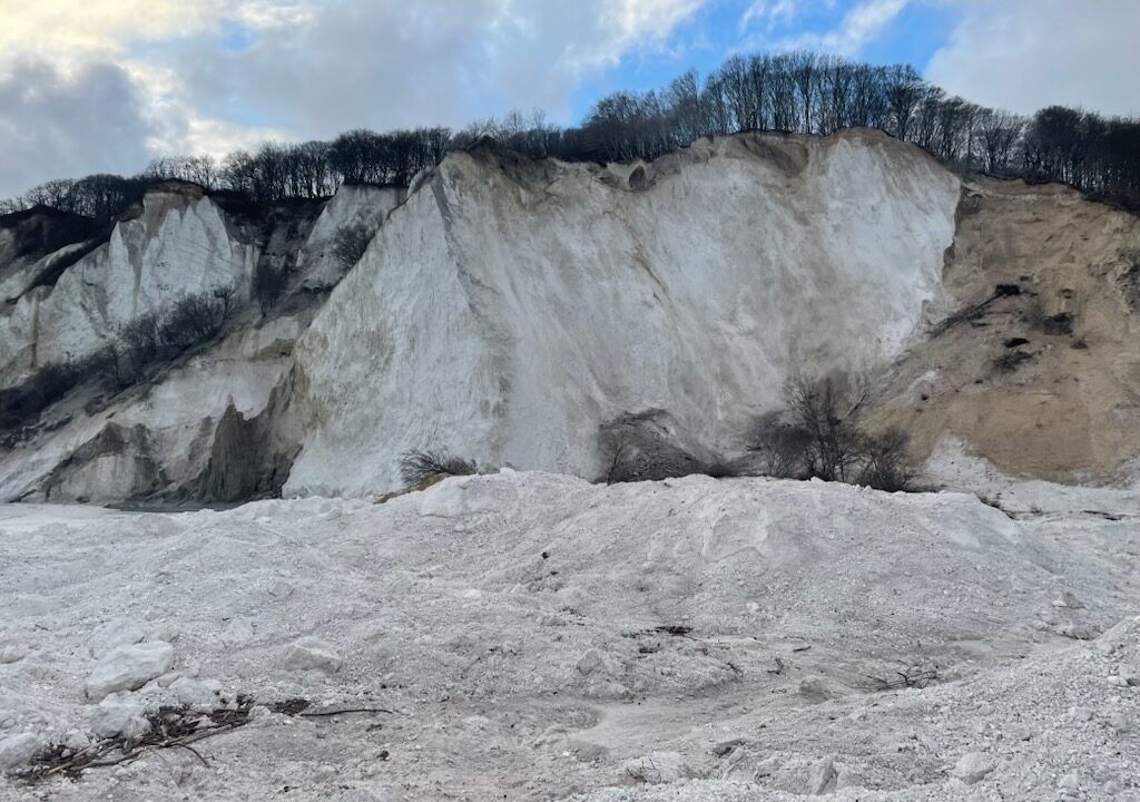 Møns Klint efter skred i januar 2024