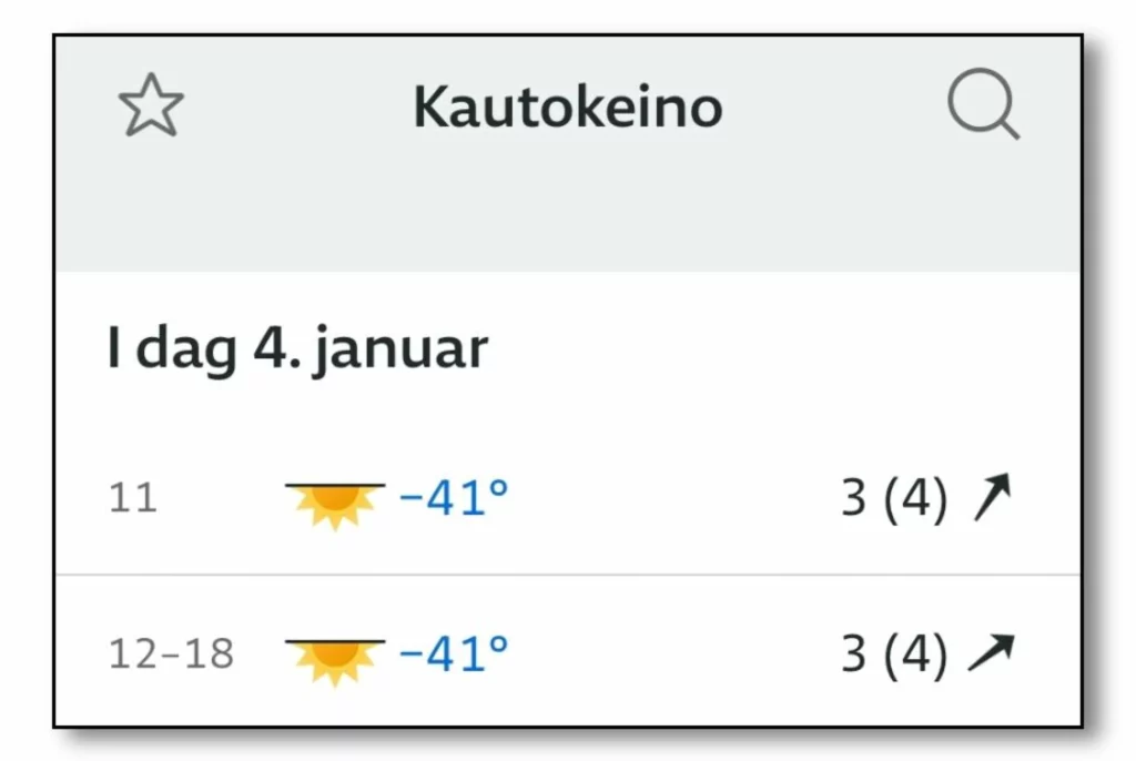 screenshot af vejrudsigten