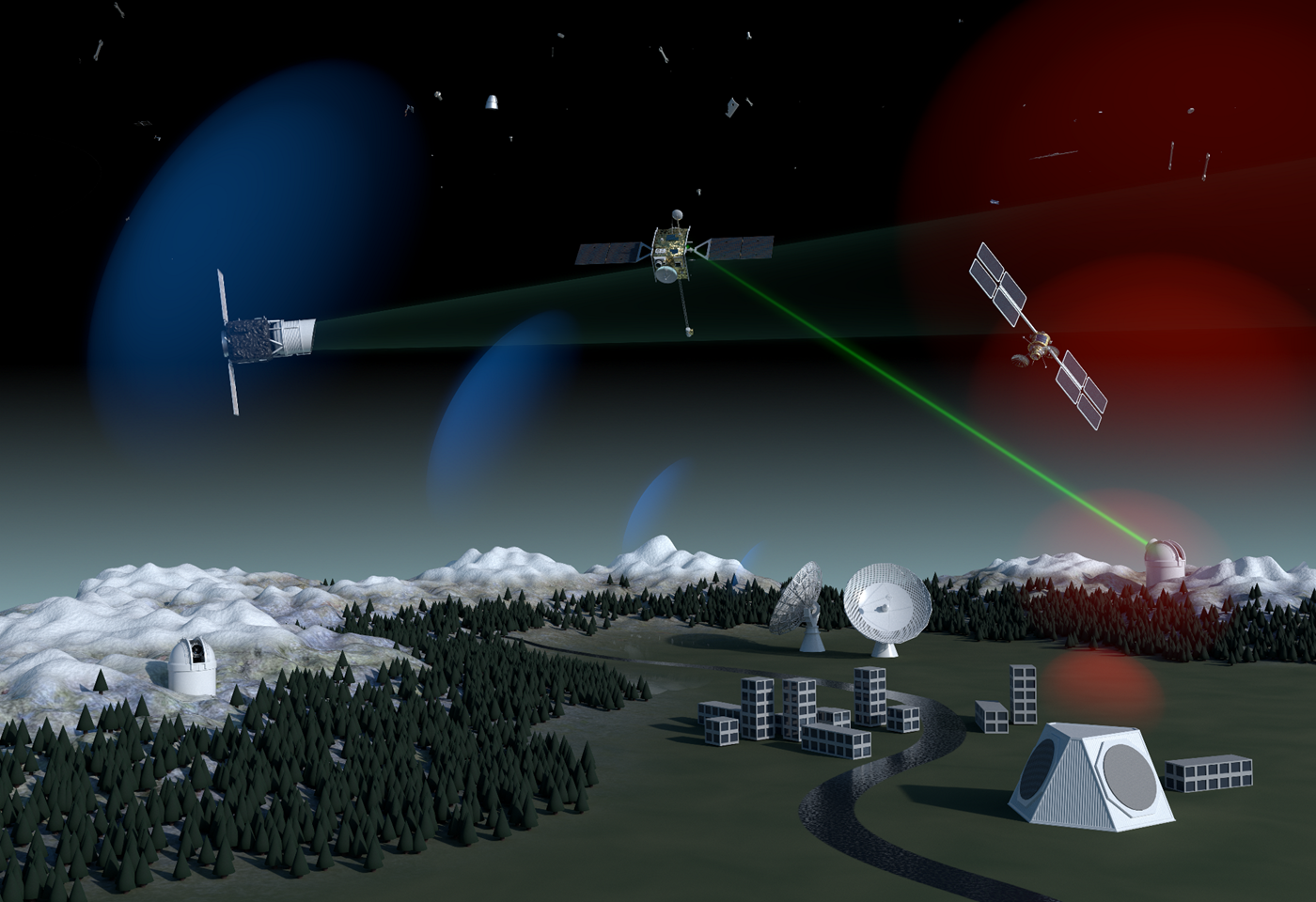 Illustration af overvågning af satellitter