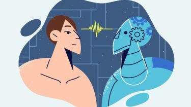 en illustation med en robot og et menneske
