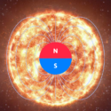 En illustration af Solen og Solens magnetfelt