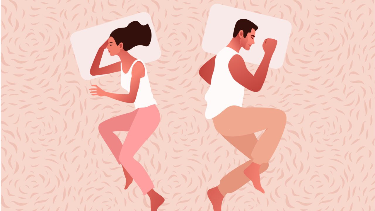 Illustration af par, der ligger ved siden af hinanden