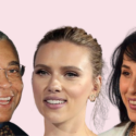Collage med billeder af skuespillerne Scarlett Johansson, James Earl Jones og Maggie Wheeler