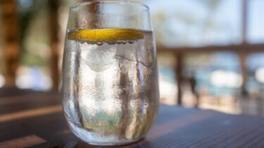 Et glas vand med en skive citron