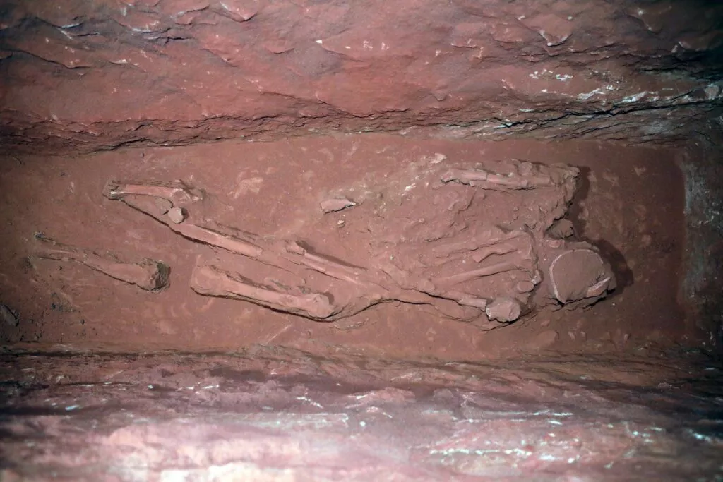 Et skelet fundet under et gravkammer