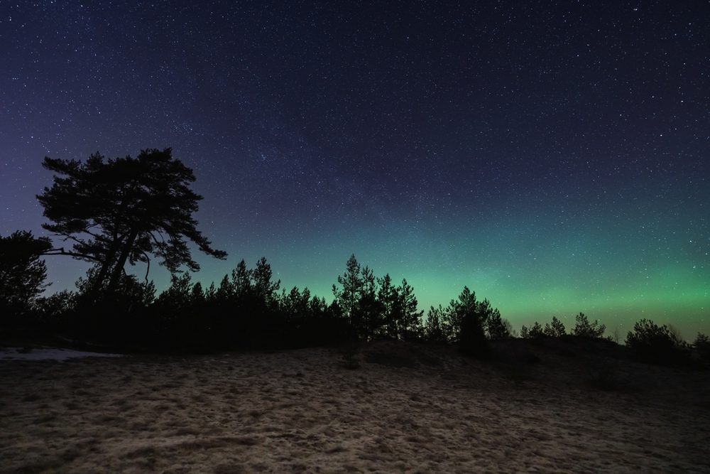 Nordlys set fra Estland på en klar forårsnat. (Foto: Shutterstock)